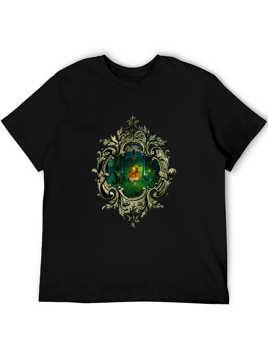 Ornate Guitar in Forest T-Shirt
