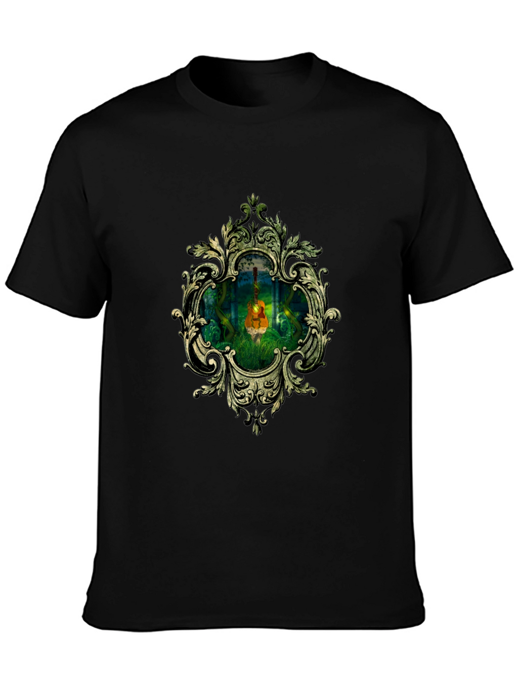 Ornate Guitar in Forest T-Shirt