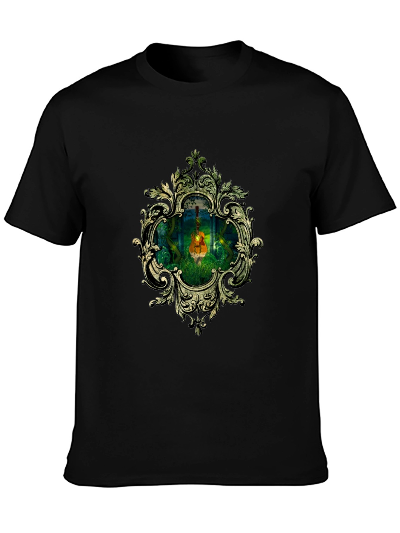 Ornate Guitar in Forest T-Shirt