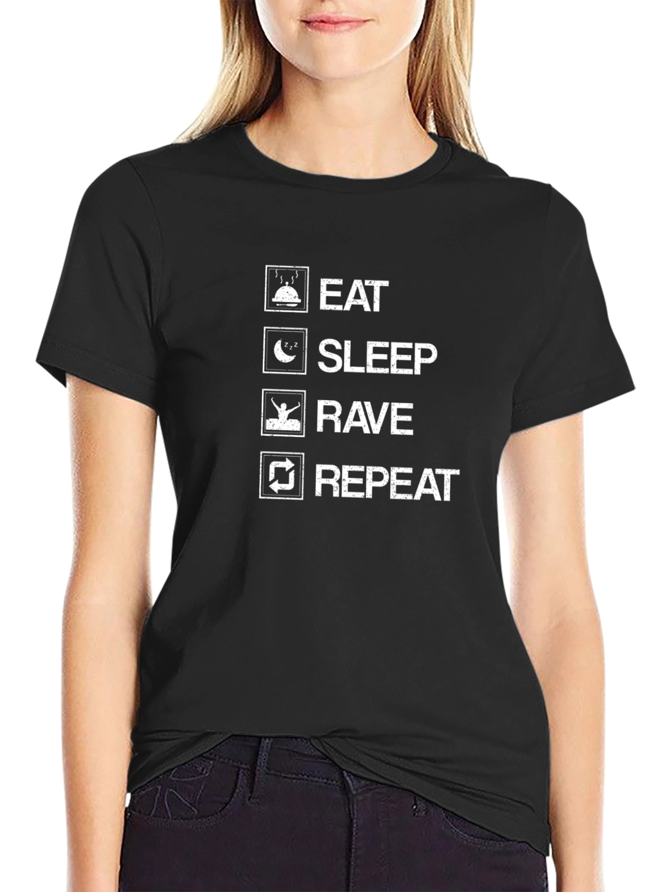 Eat Sleep Rave Repeat Graphic Tee - EDM Festival Shirt