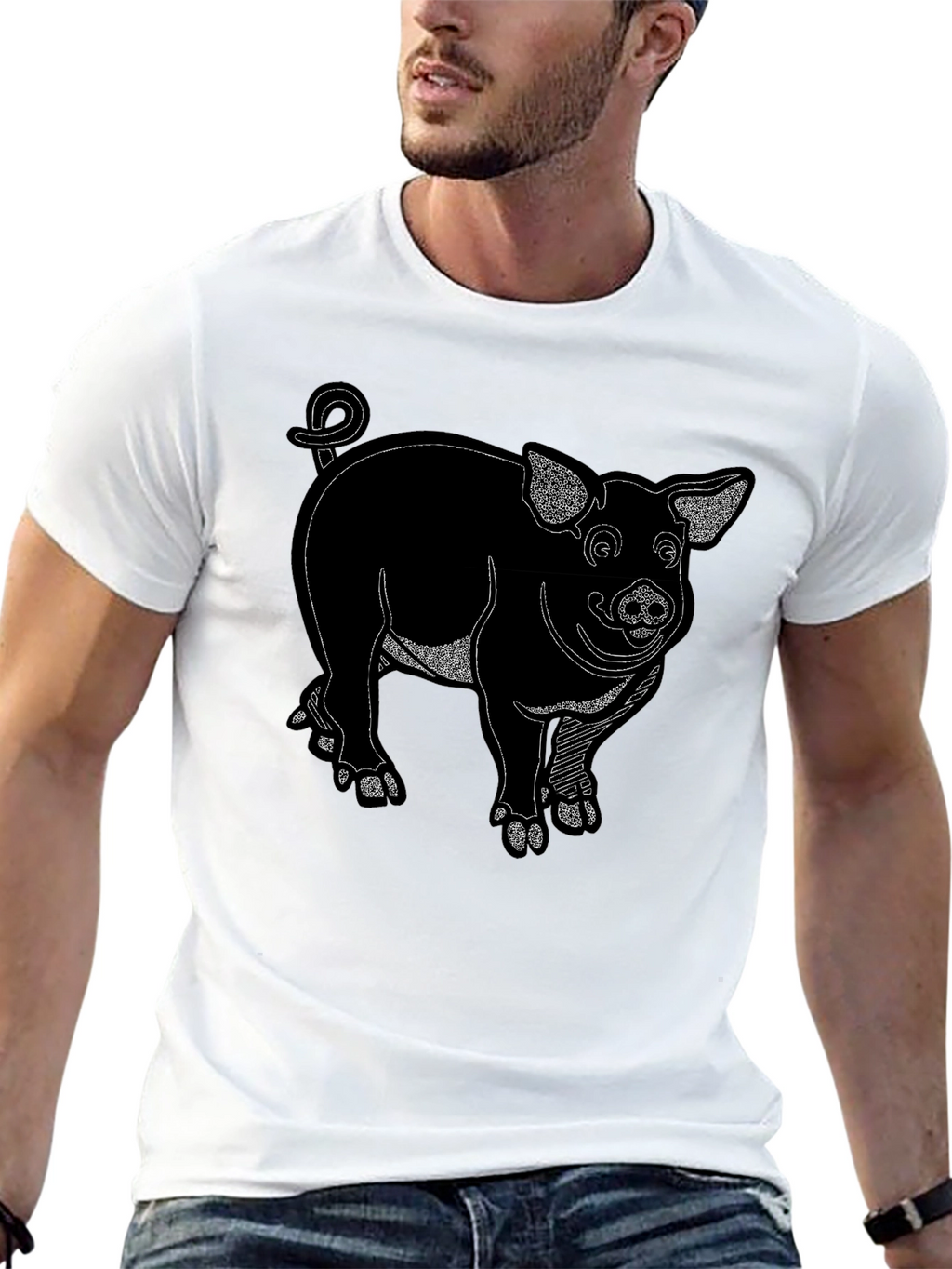 Black Pig Graphic Tee Shirt
