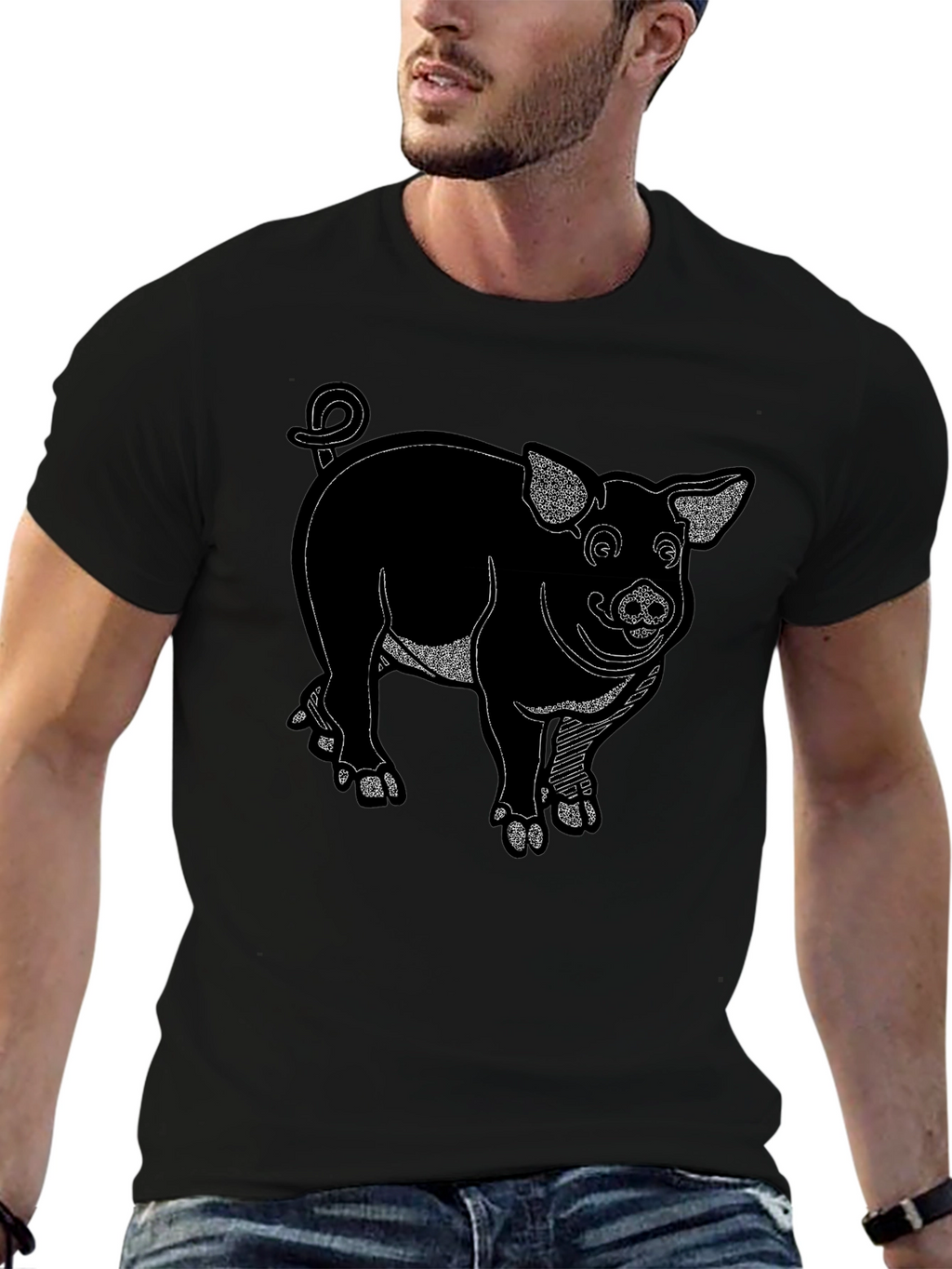 Black Pig Graphic Tee Shirt
