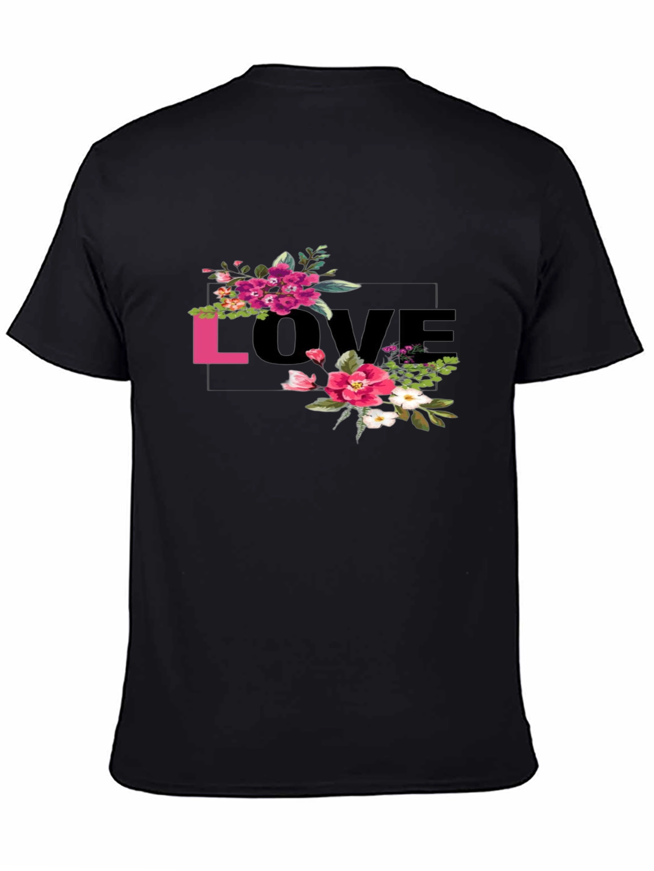 Floral LOVE Graphic Tee - Black