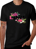 Floral LOVE Graphic Tee - Black