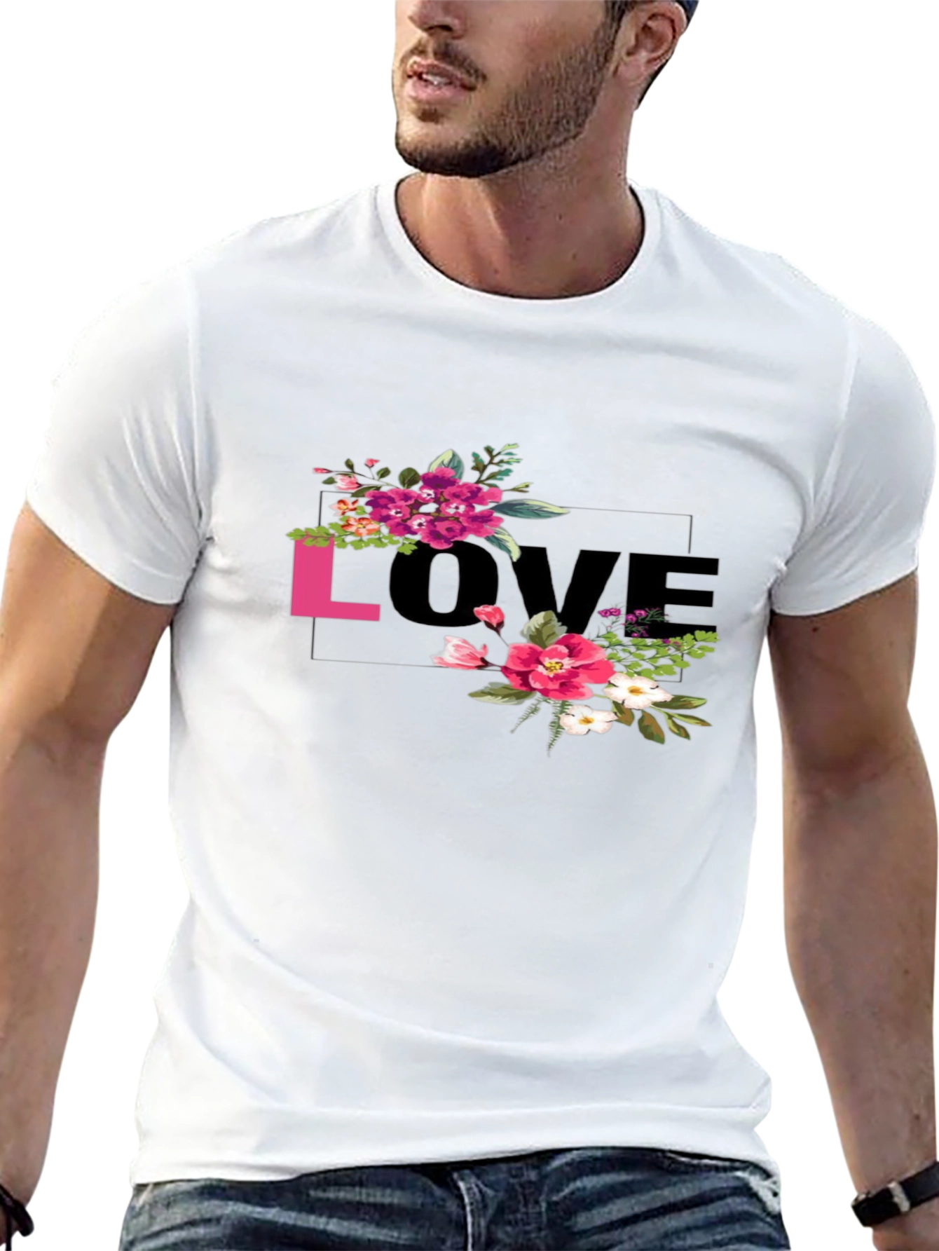 Floral LOVE Graphic Tee - Black