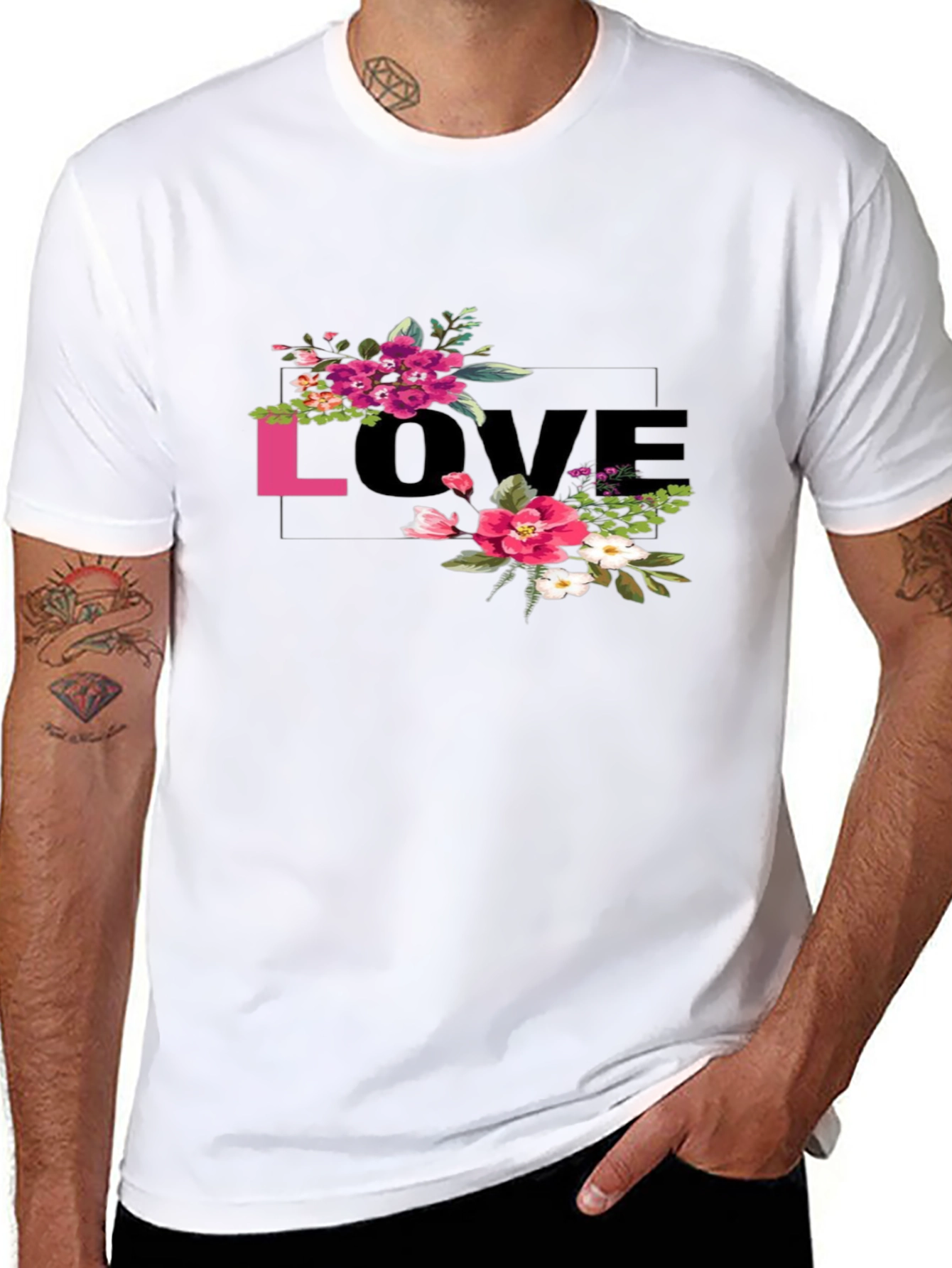 Floral LOVE Graphic Tee - Black
