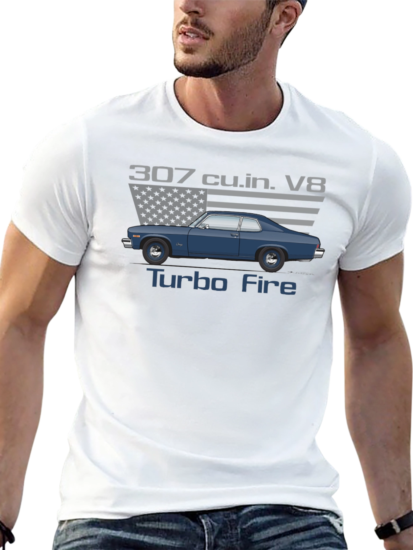 307 Turbo Fire V8 Car Graphic T-Shirt