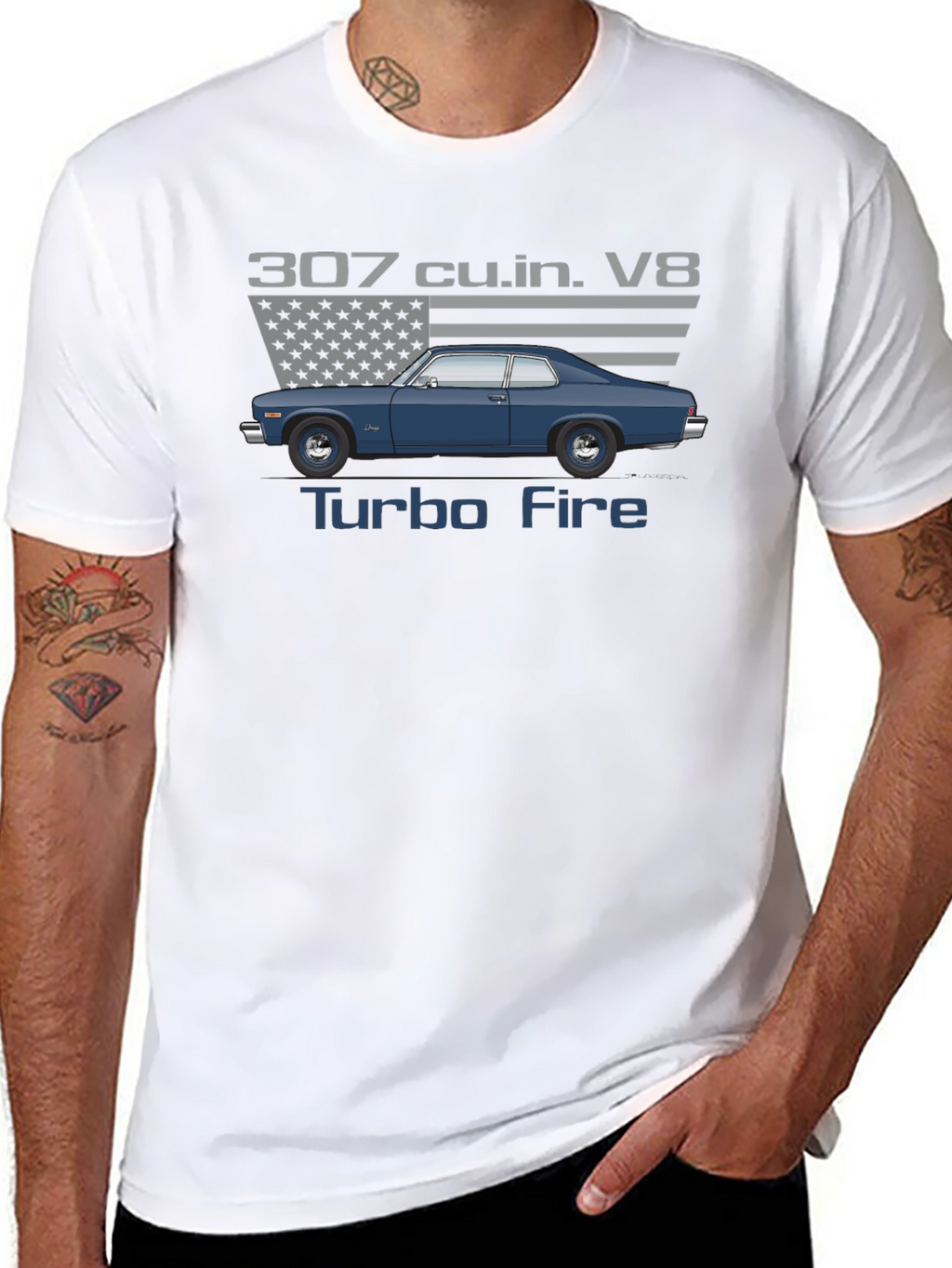 307 Turbo Fire V8 Car Graphic T-Shirt