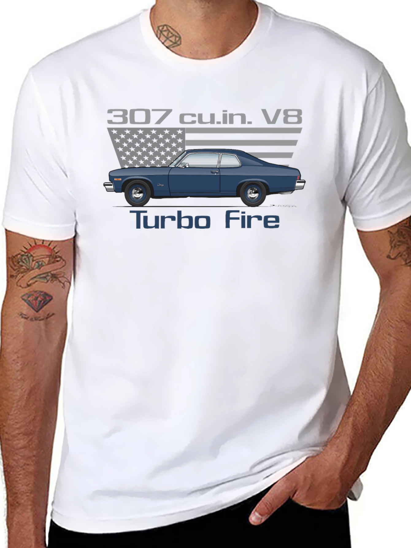 307 Turbo Fire V8 Car Graphic T-Shirt