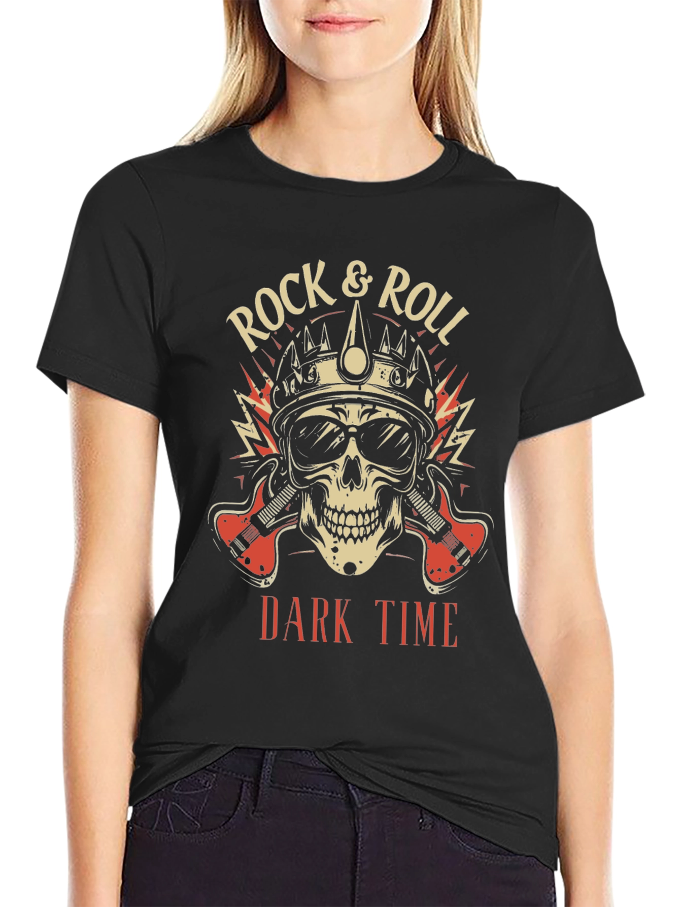 Rock & Roll Dark Time Graphic T-Shirt