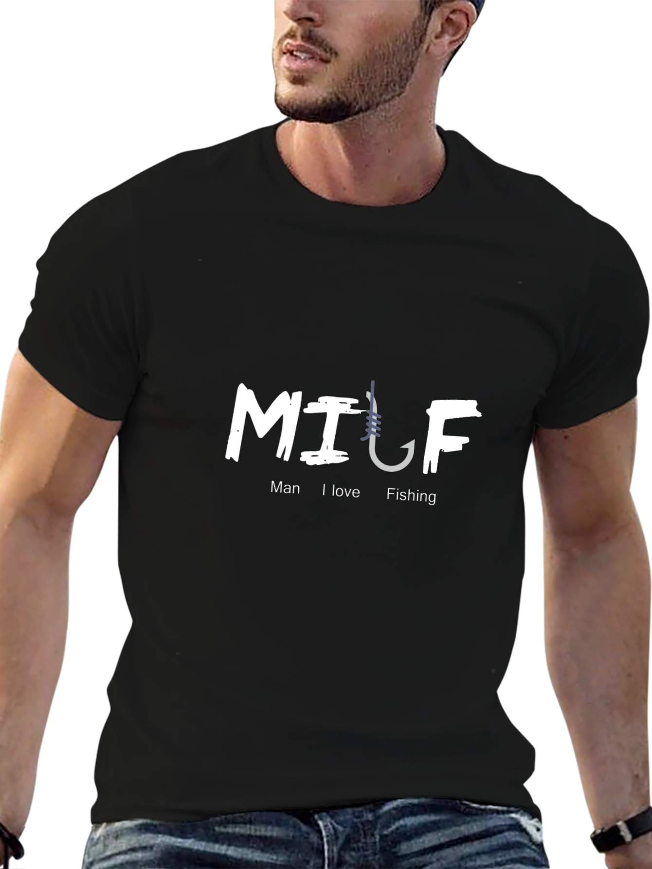 MILF Fishing Hook Graphic T-Shirt - Man I Love Fishing Tee