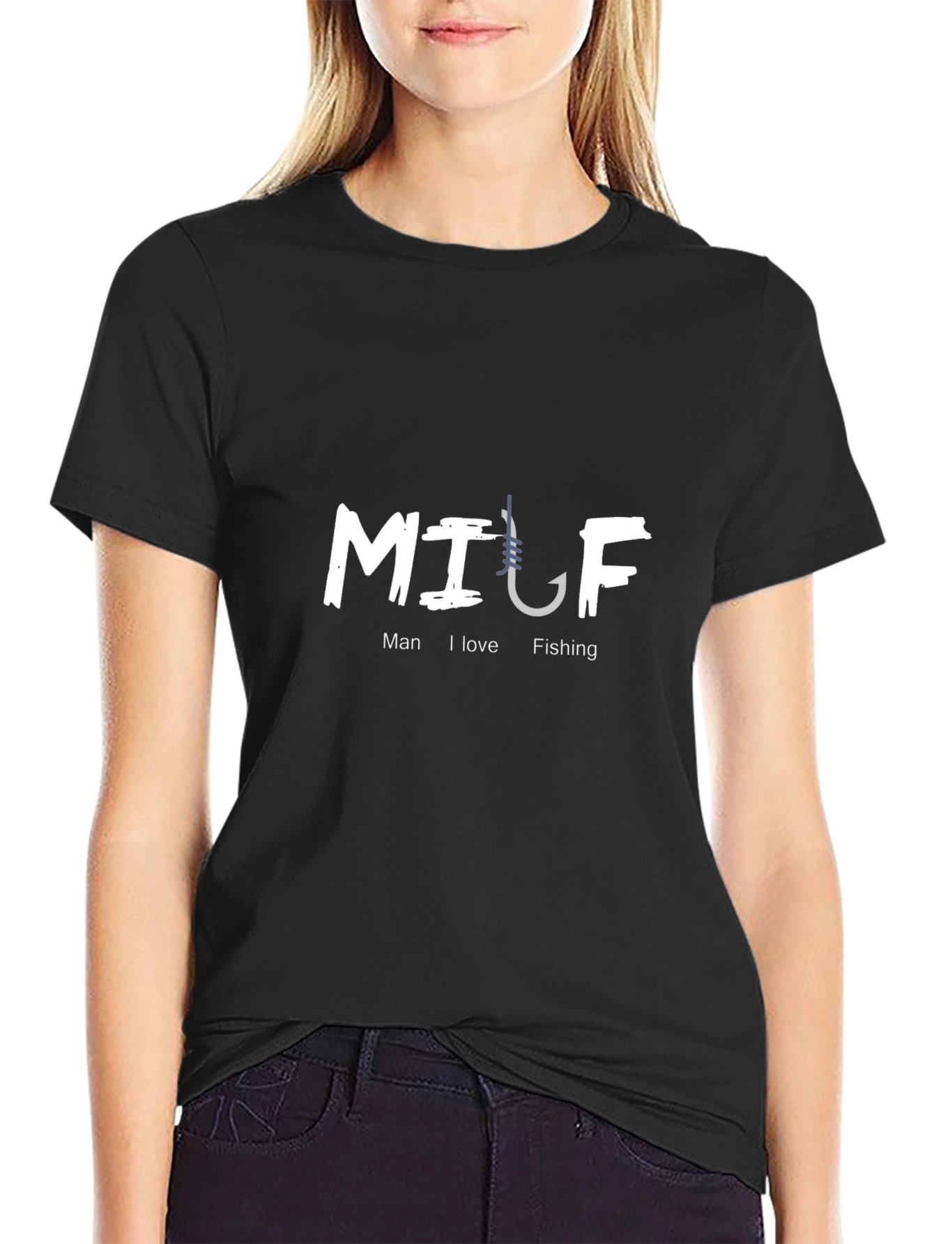 MILF Fishing Hook Graphic T-Shirt - Man I Love Fishing Tee