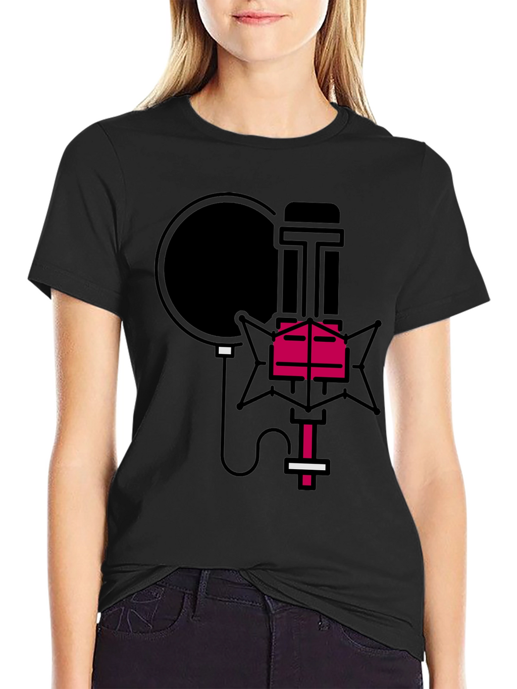 Retro Microphone Graphic Tee - Stylish Music Lover Shirt