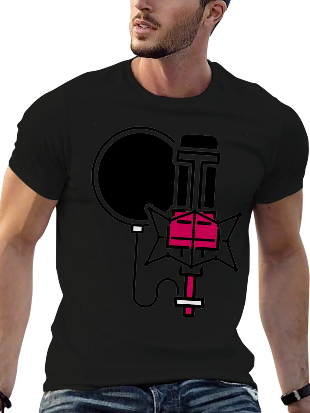 Retro Microphone Graphic Tee - Stylish Music Lover Shirt