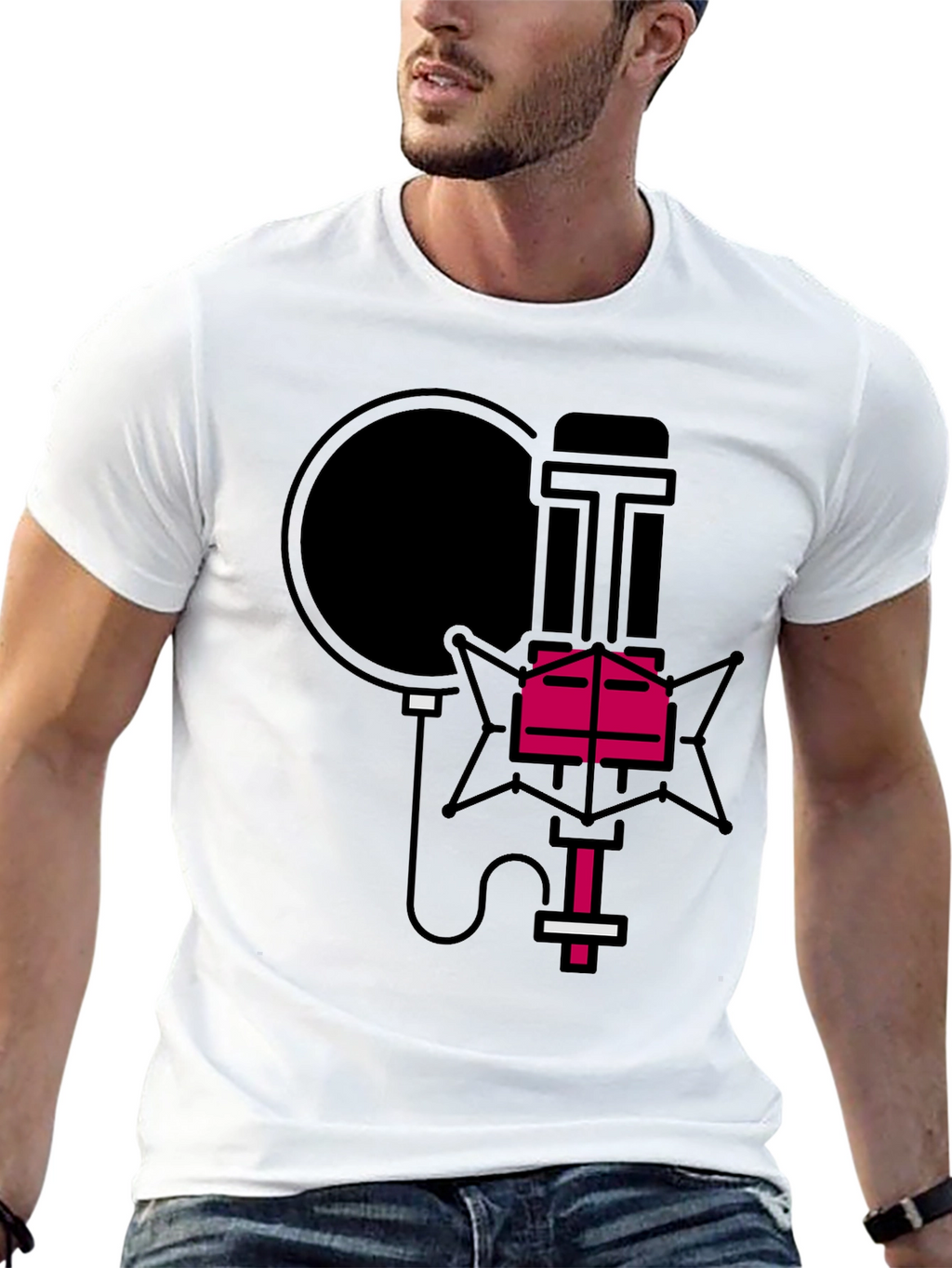 Retro Microphone Graphic Tee - Stylish Music Lover Shirt