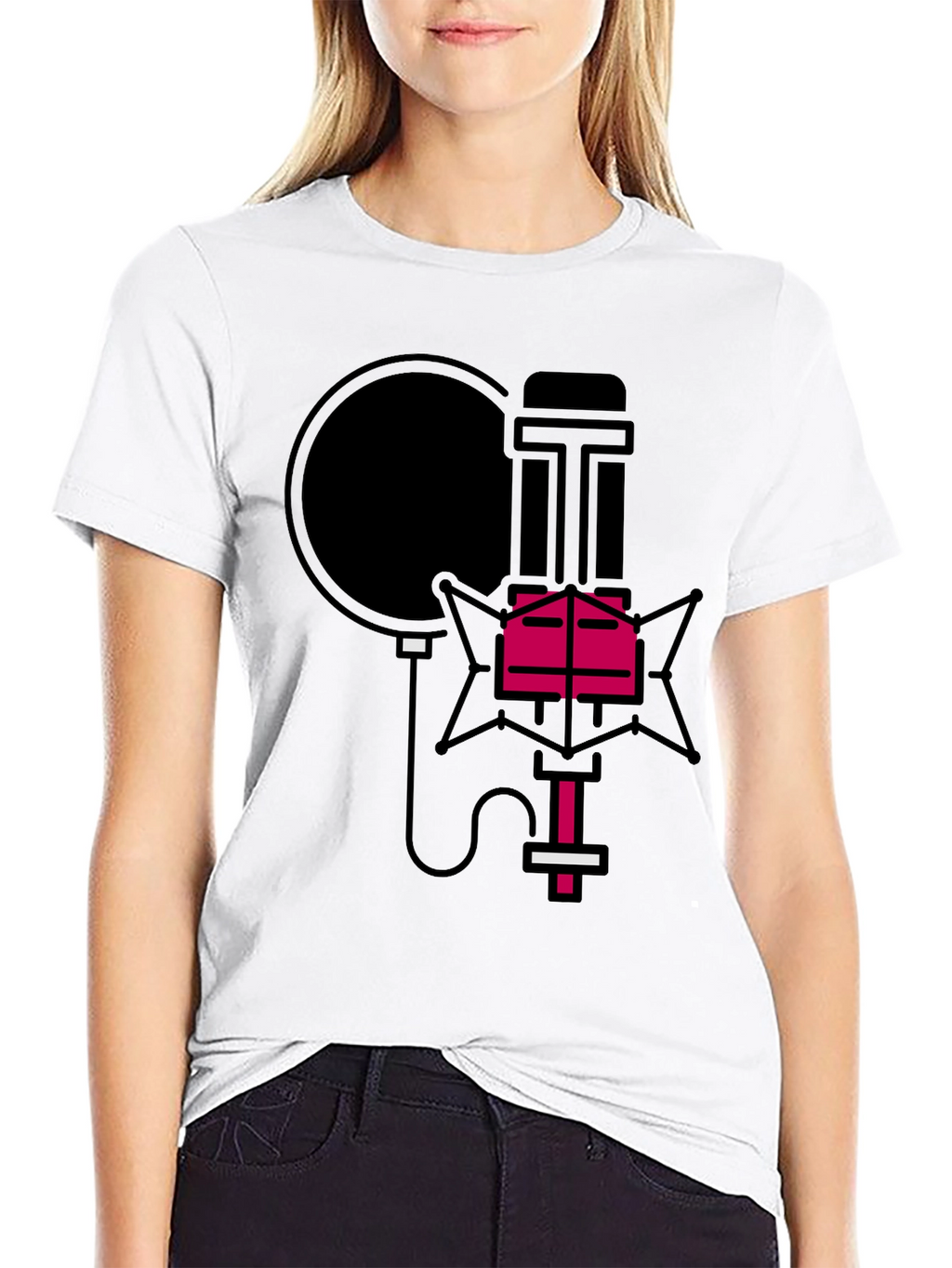 Retro Microphone Graphic Tee - Stylish Music Lover Shirt