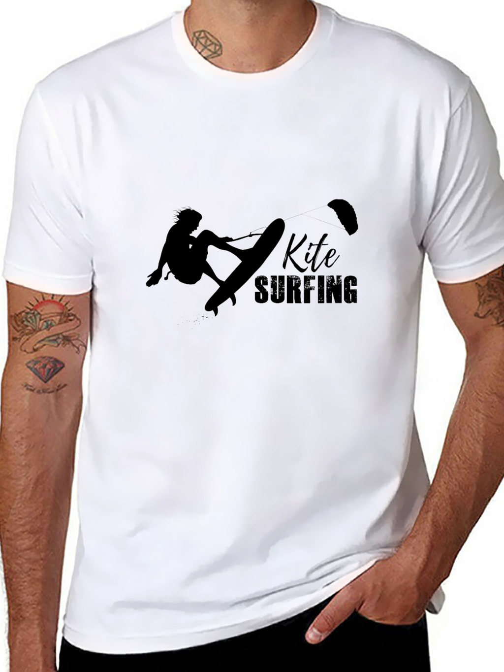 Kite Surfing Black T-Shirt: Stylish Graphic Tee