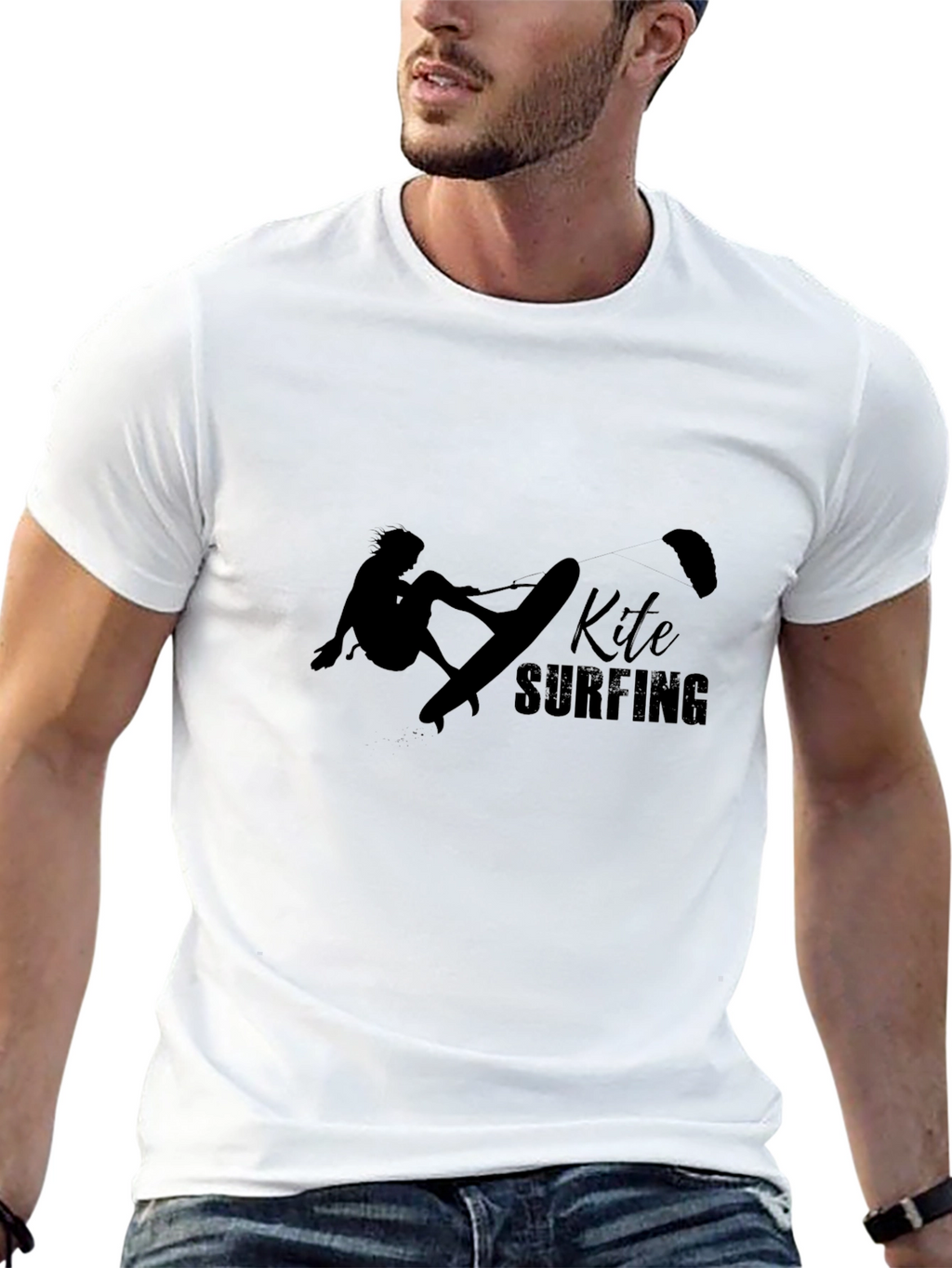 Kite Surfing Black T-Shirt: Stylish Graphic Tee