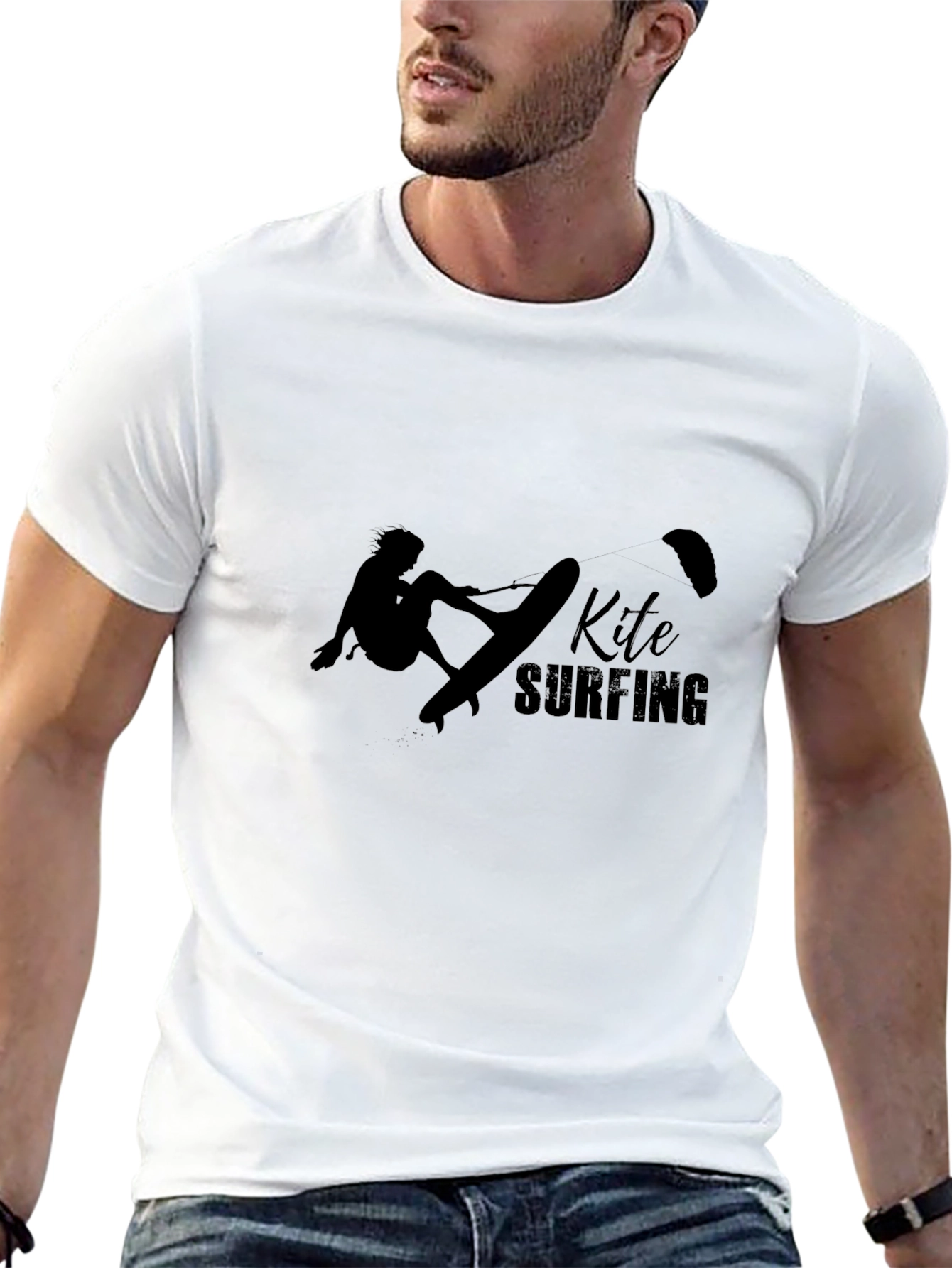 Kite Surfing Black T-Shirt: Stylish Graphic Tee