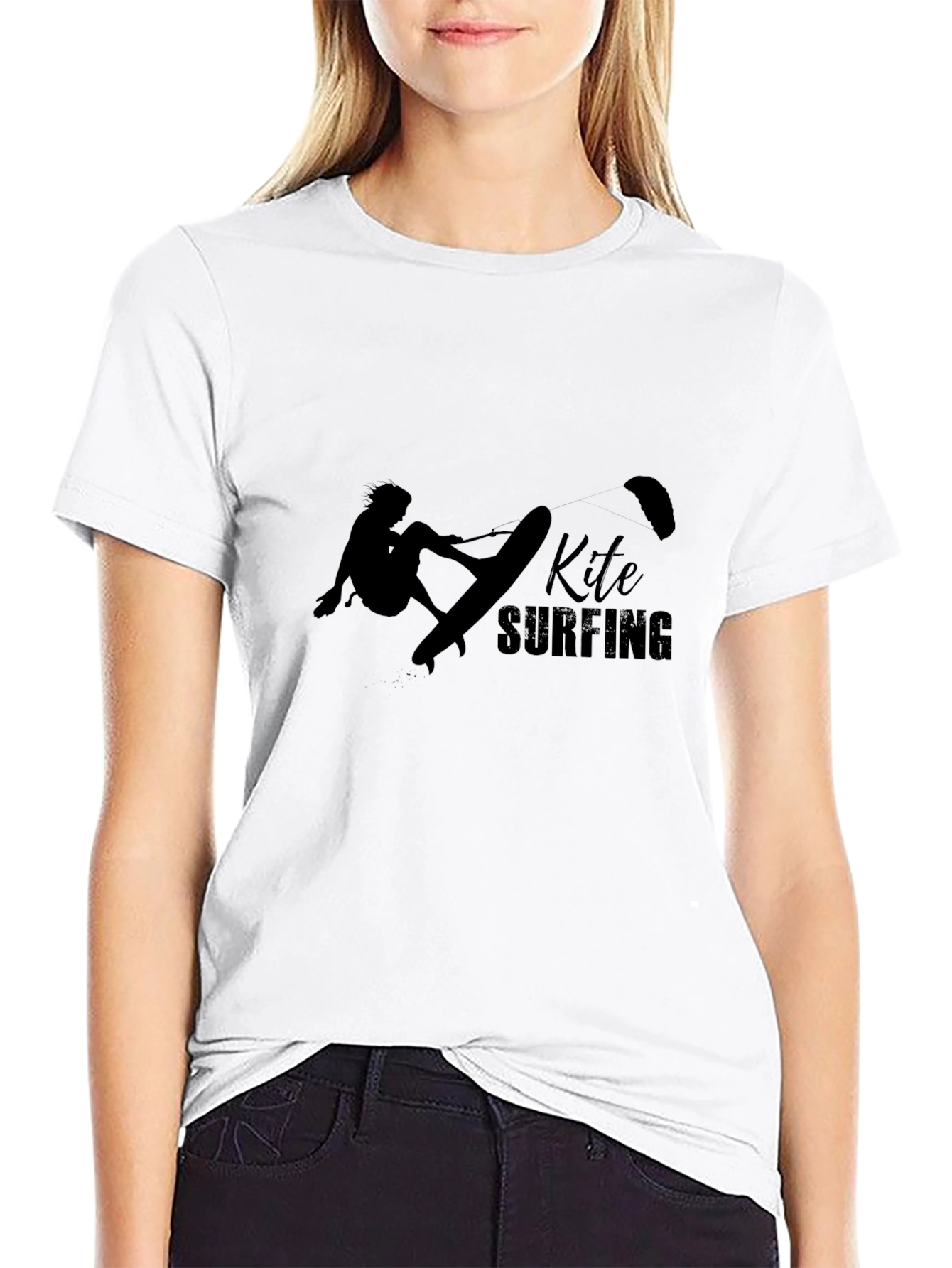 Kite Surfing Black T-Shirt: Stylish Graphic Tee