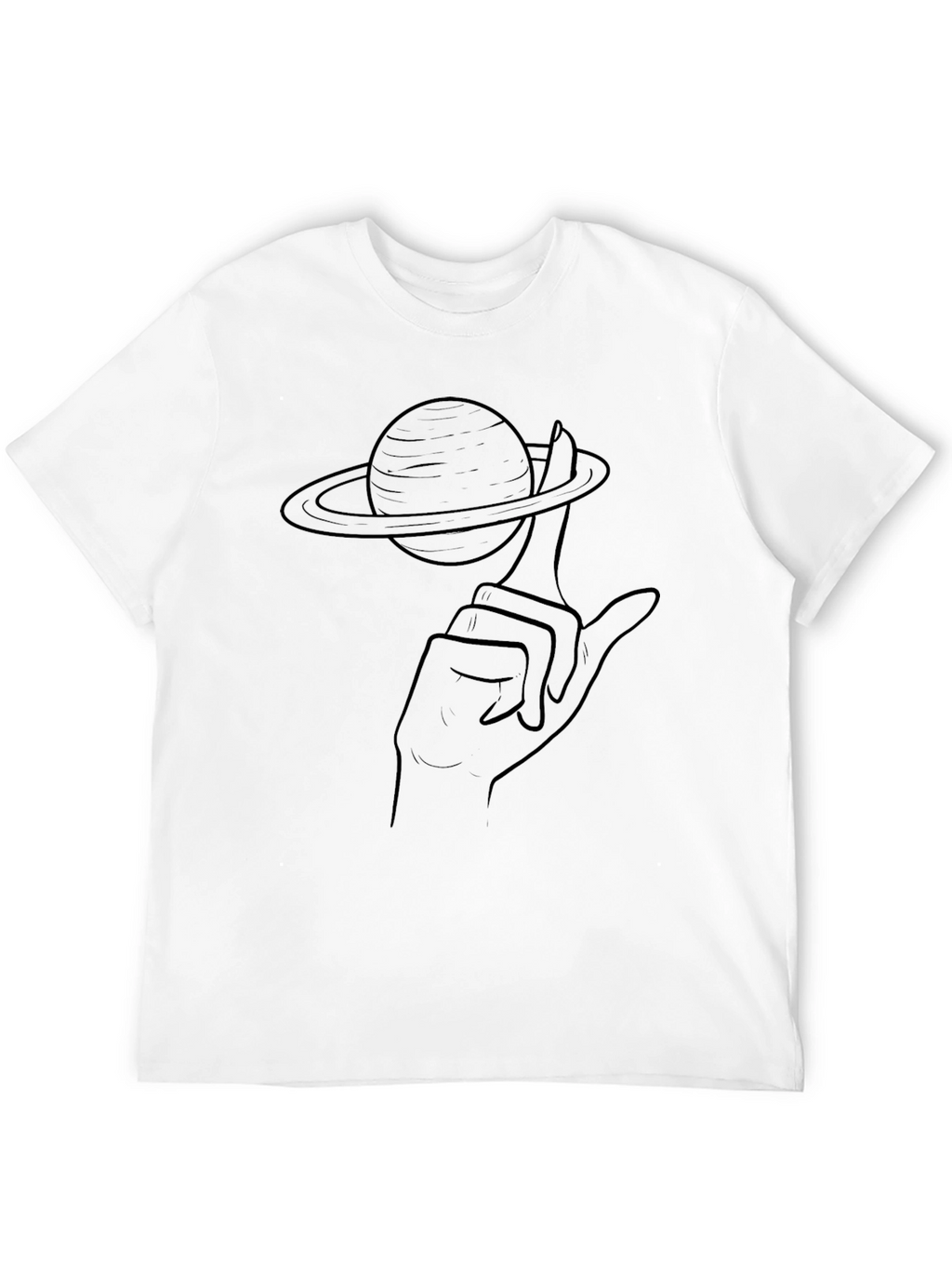 Saturn Finger Graphic Tee - Unique Space T-Shirt