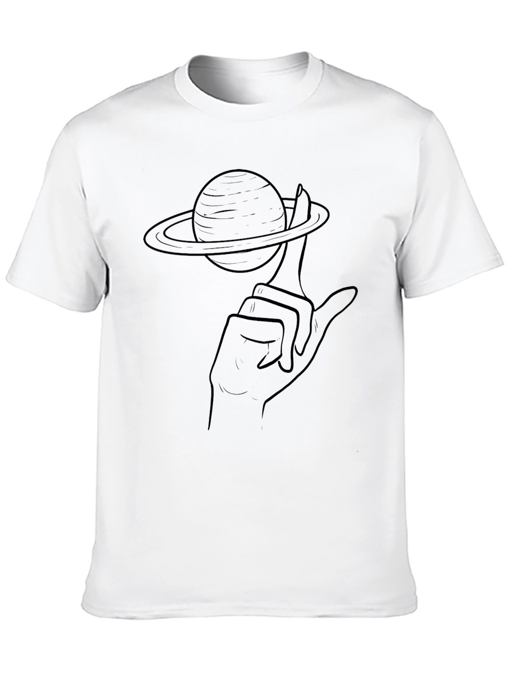 Saturn Finger Graphic Tee - Unique Space T-Shirt