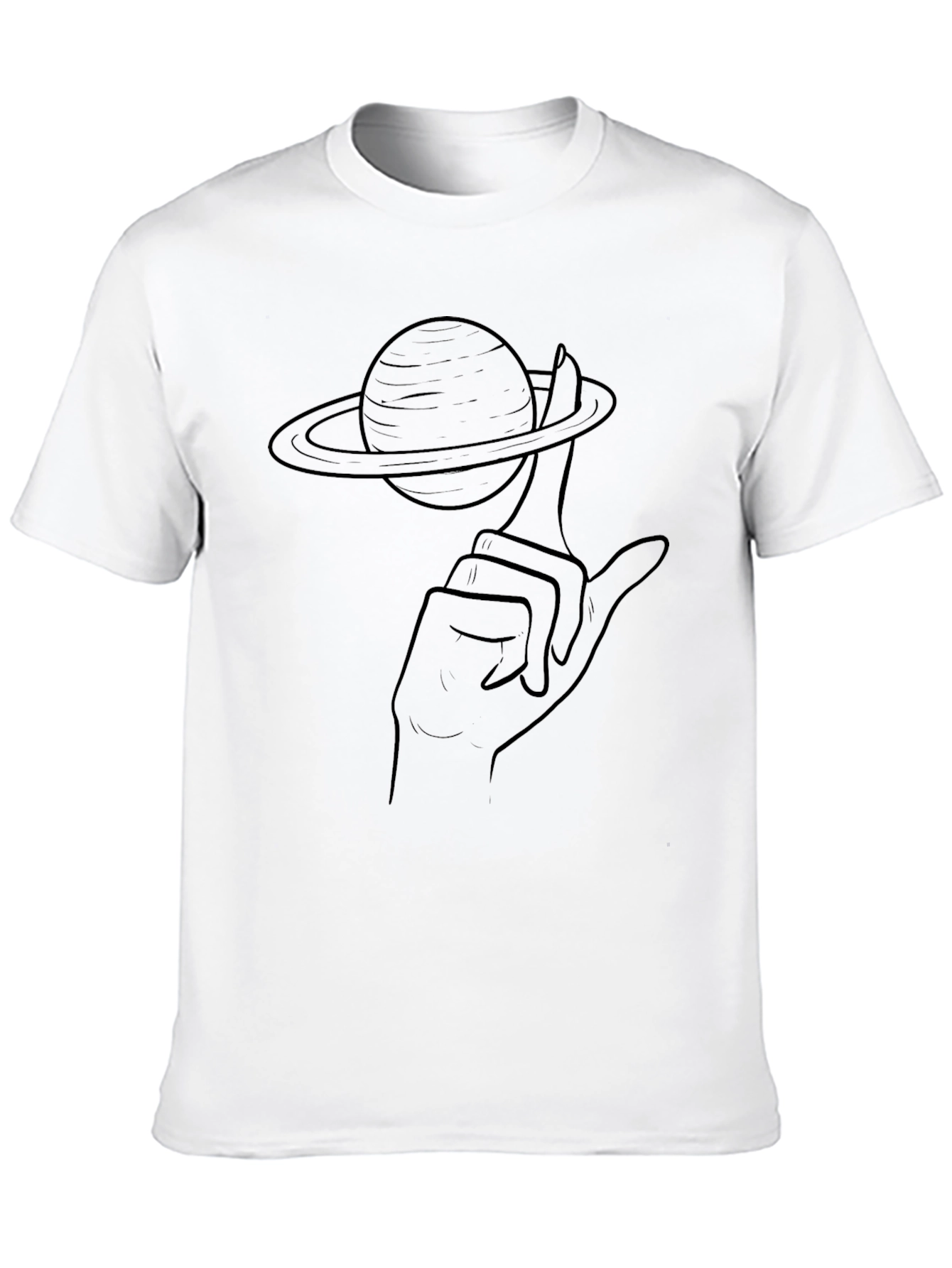 Saturn Finger Graphic Tee - Unique Space T-Shirt