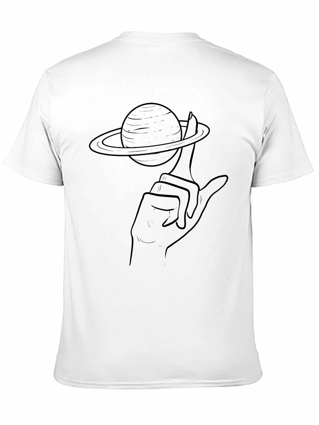 Saturn Finger Graphic Tee - Unique Space T-Shirt