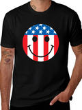American Flag Smiley Face Patriotic T-Shirt