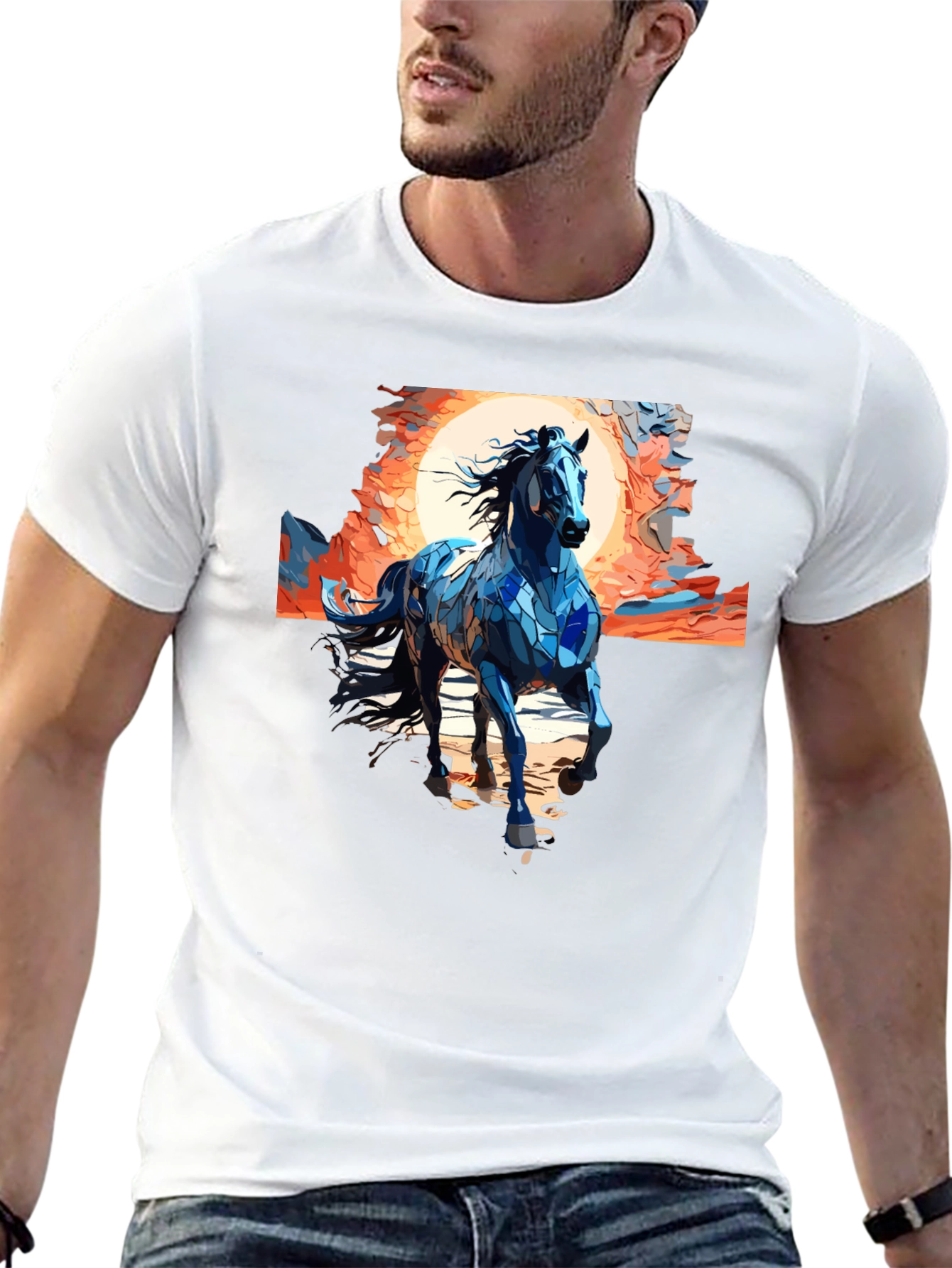 Blue Mosaic Horse T-Shirt