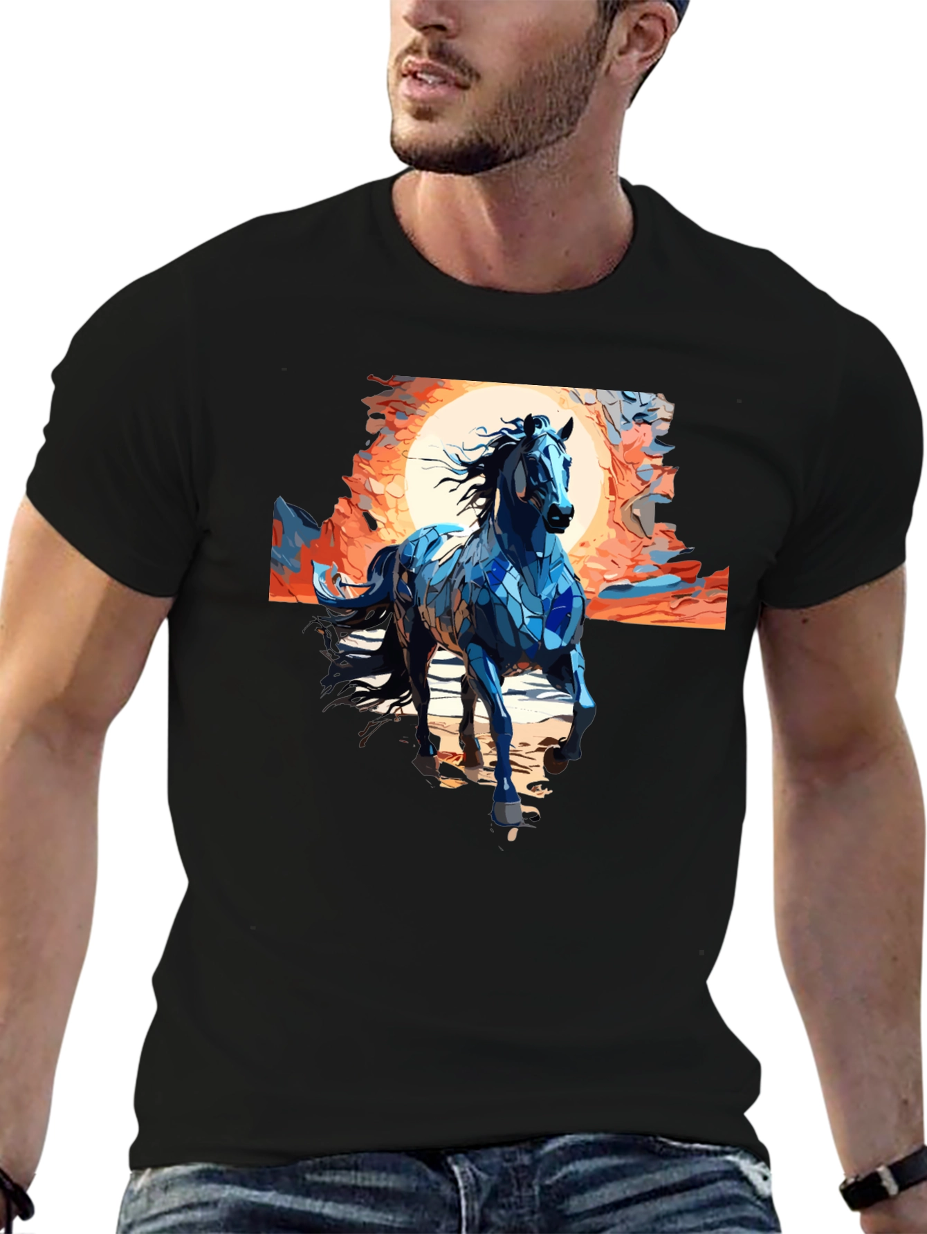 Blue Mosaic Horse T-Shirt