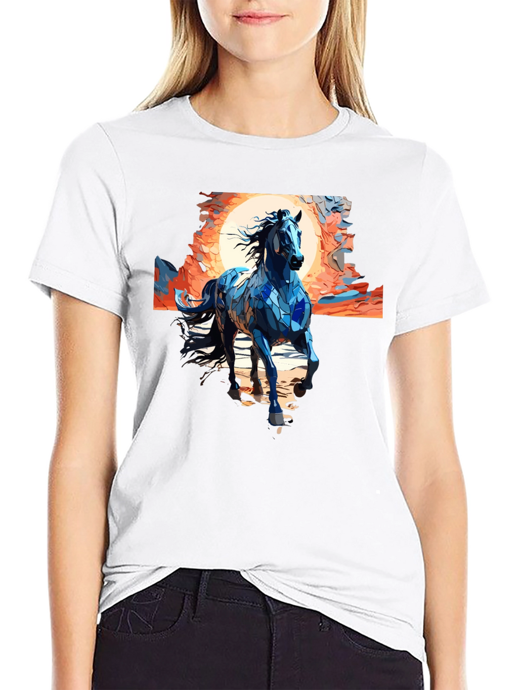 Blue Mosaic Horse T-Shirt