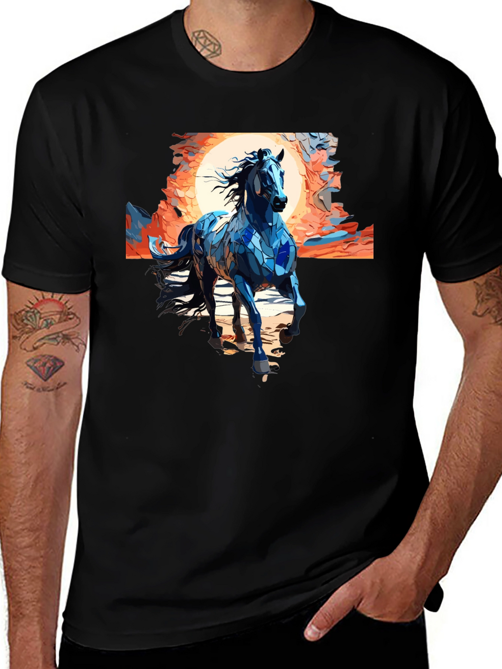 Blue Mosaic Horse T-Shirt