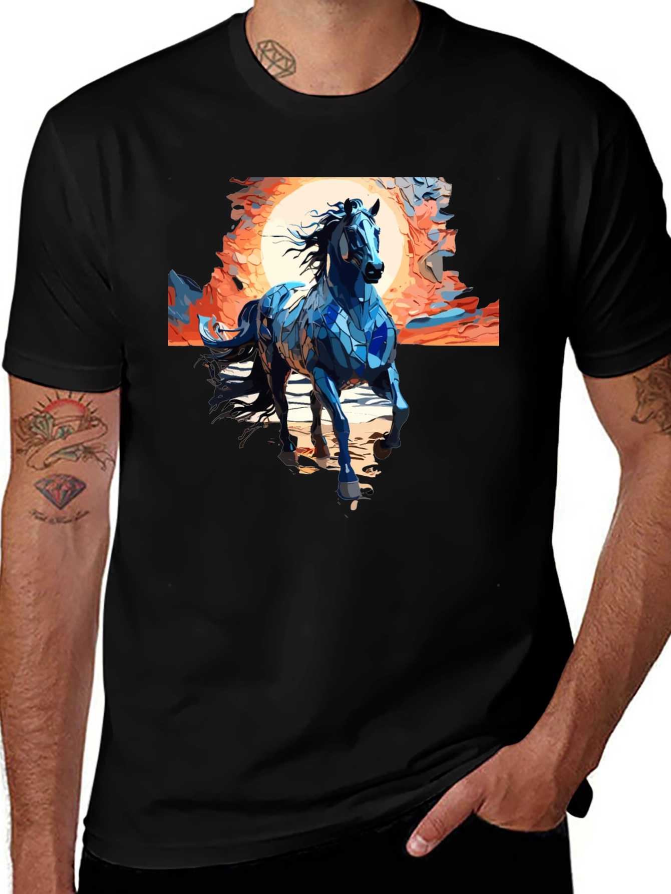 Blue Mosaic Horse T-Shirt