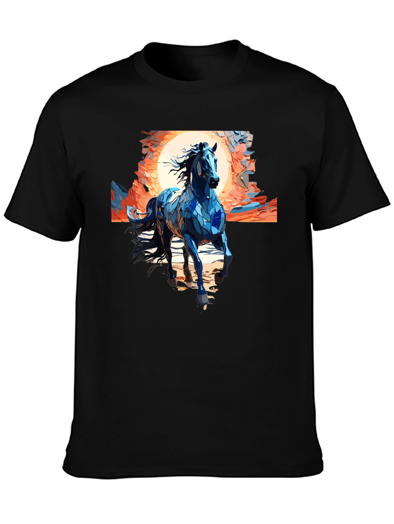 Blue Mosaic Horse T-Shirt