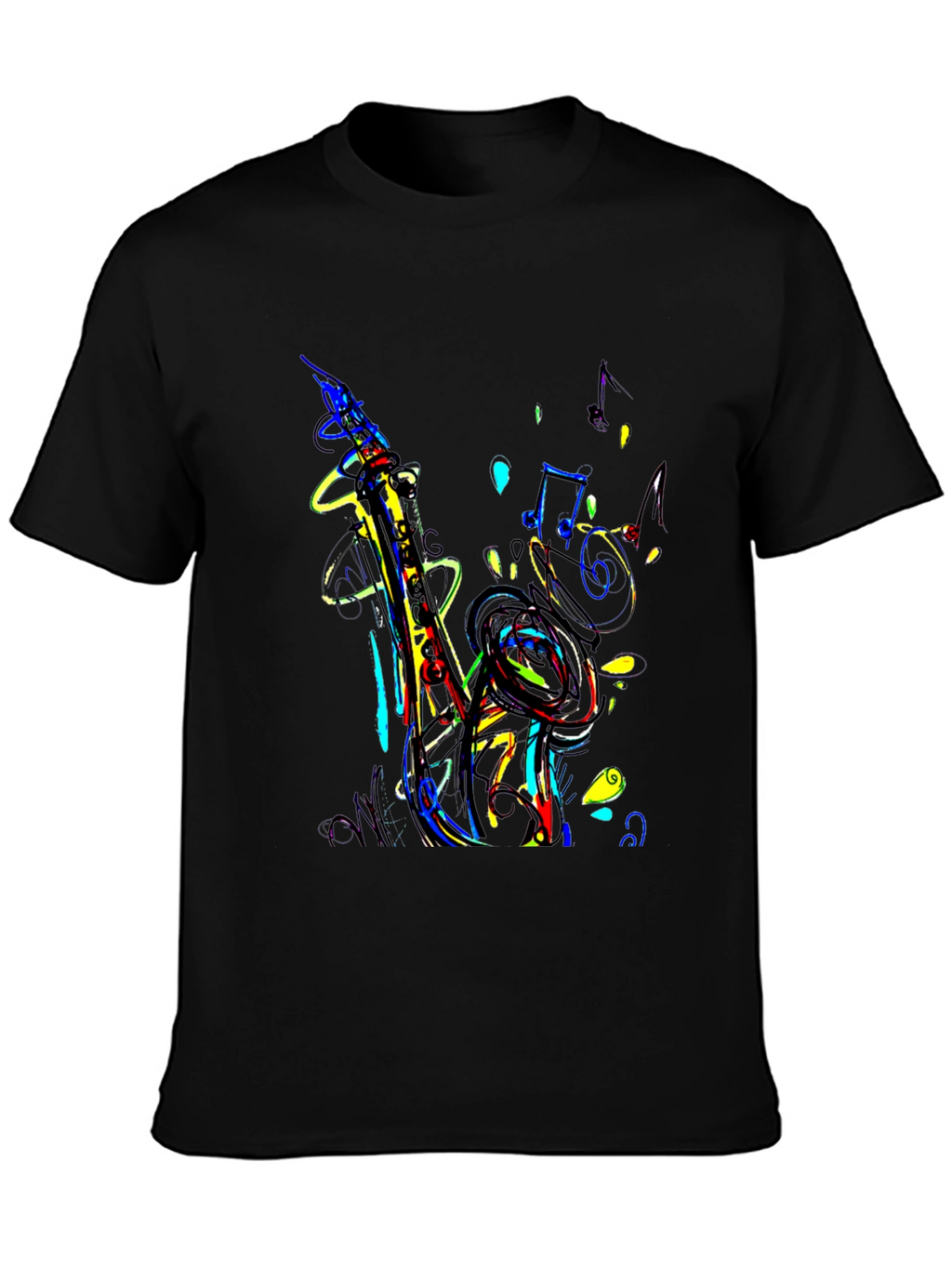 Vibrant Saxophone Graphic Tee - Music Lovers T-Shirt