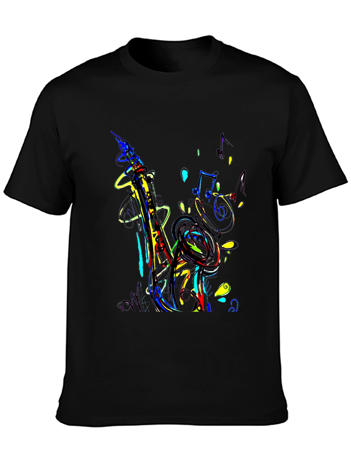 Vibrant Saxophone Graphic Tee - Music Lovers T-Shirt