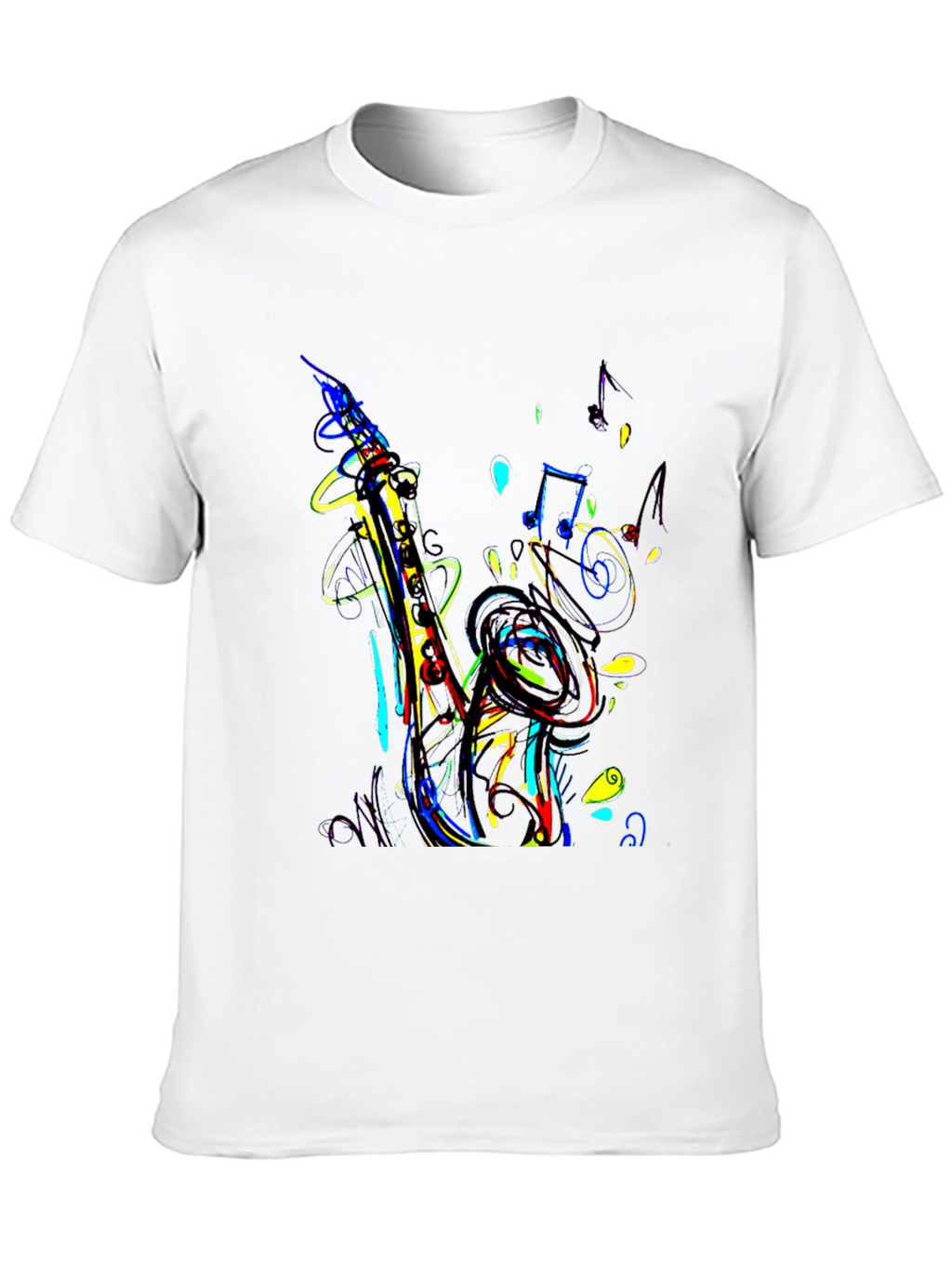 Vibrant Saxophone Graphic Tee - Music Lovers T-Shirt