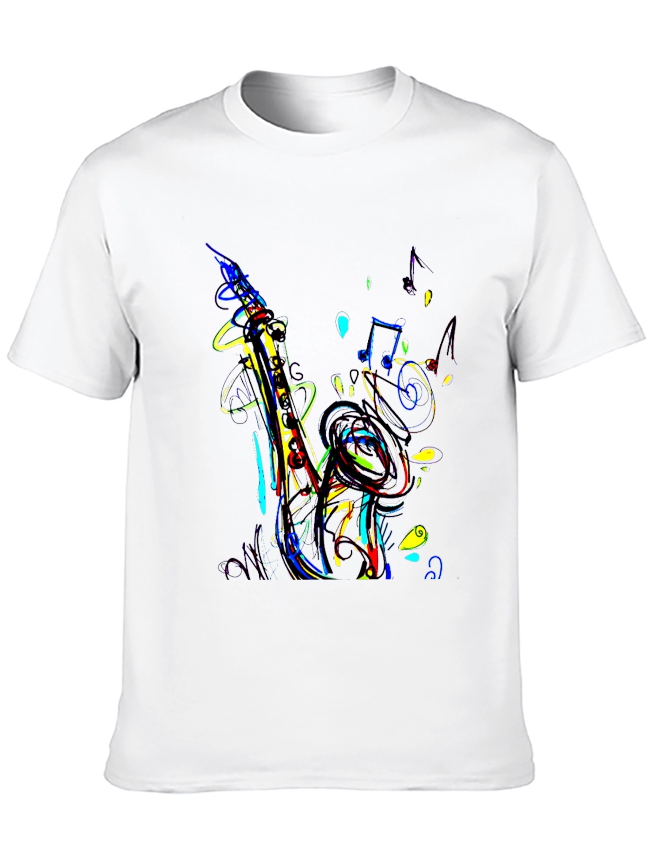 Vibrant Saxophone Graphic Tee - Music Lovers T-Shirt