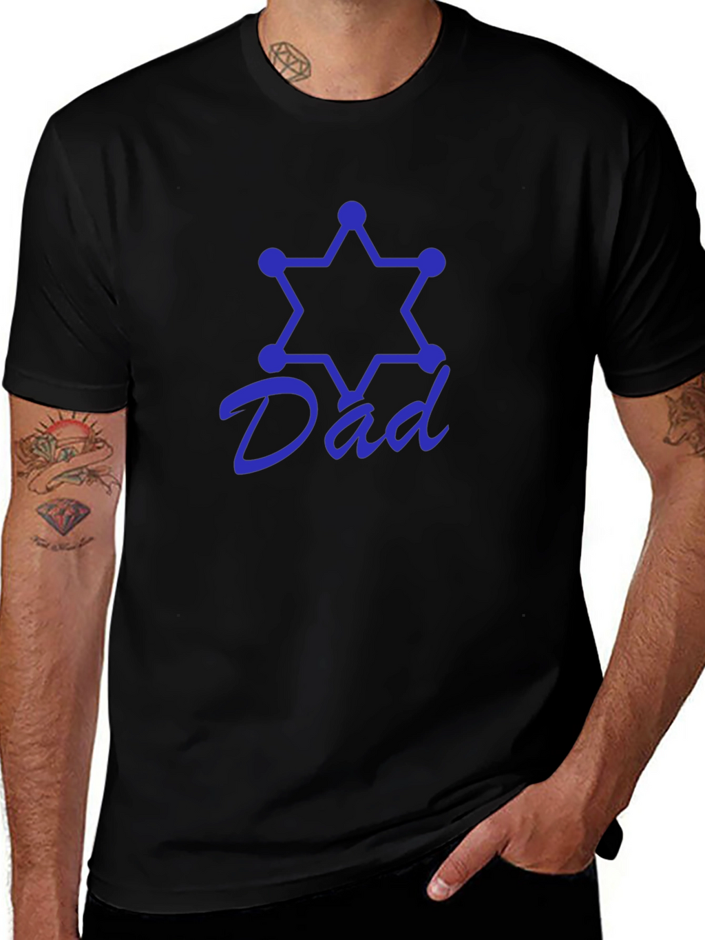 Dad Star Sheriff Black T-Shirt