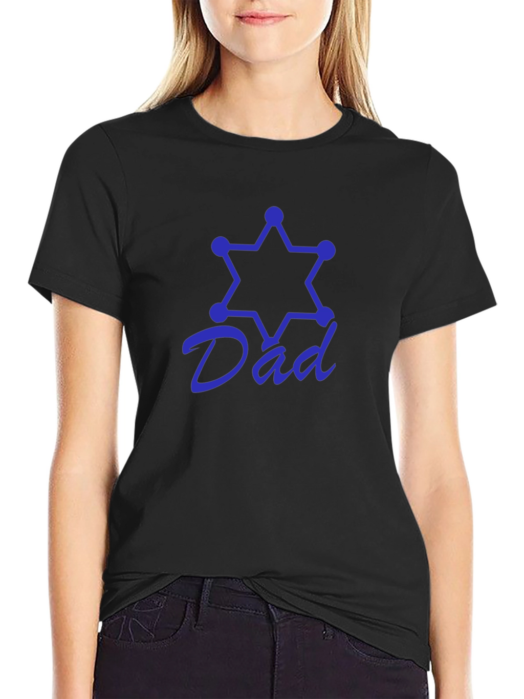 Dad Star Sheriff Black T-Shirt