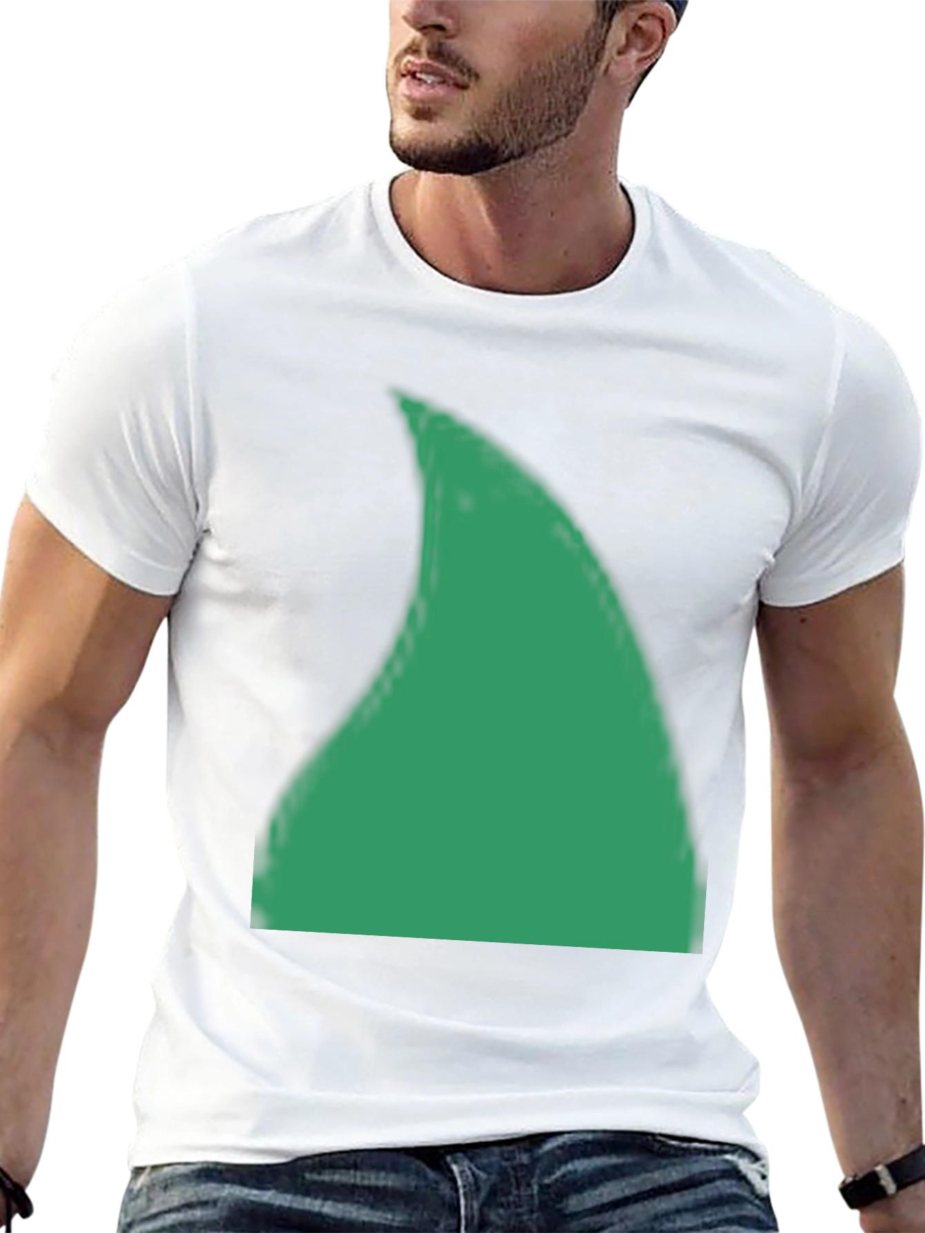 Green Shark Fin Graphic Black T-Shirt