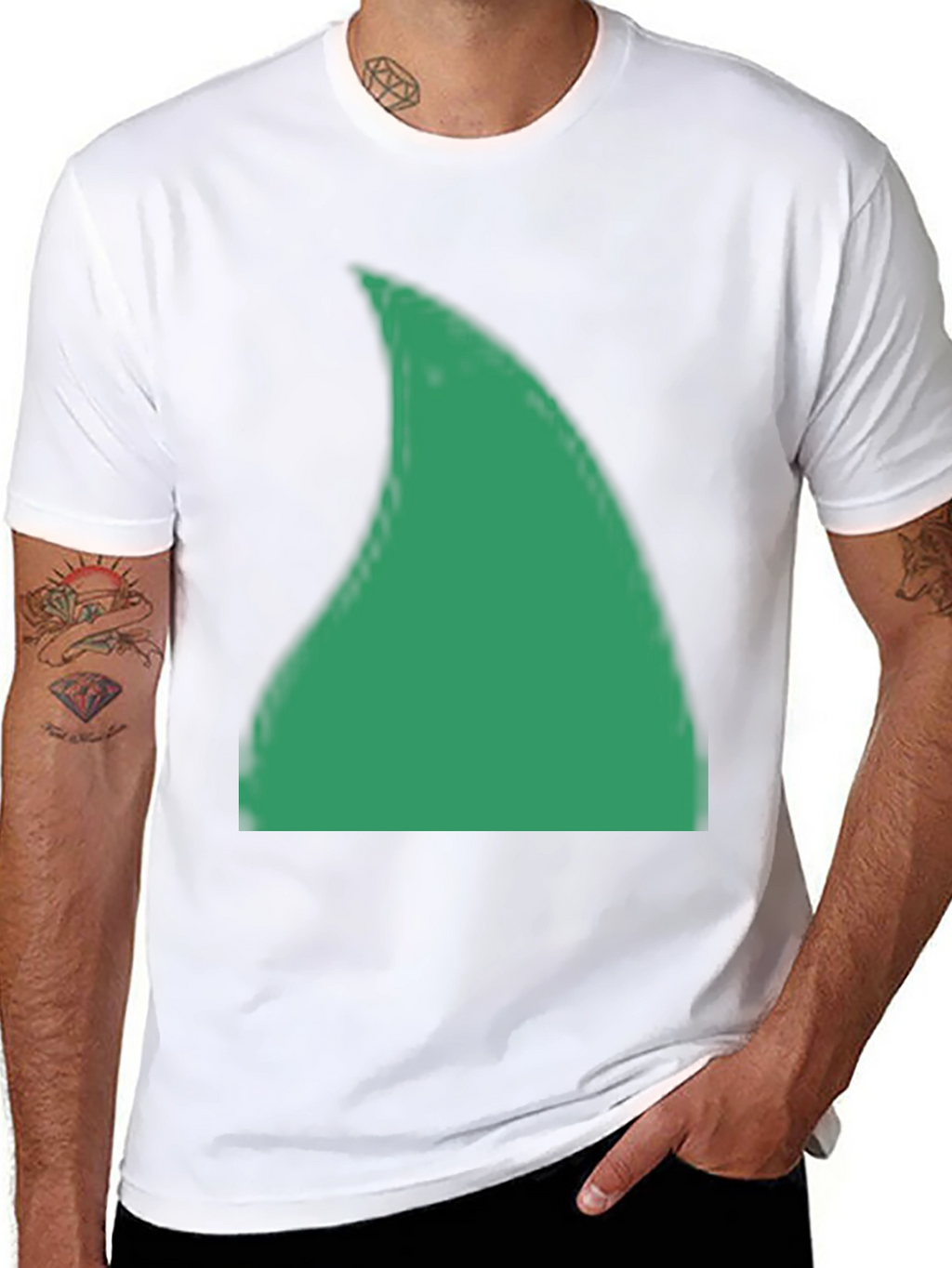 Green Shark Fin Graphic Black T-Shirt