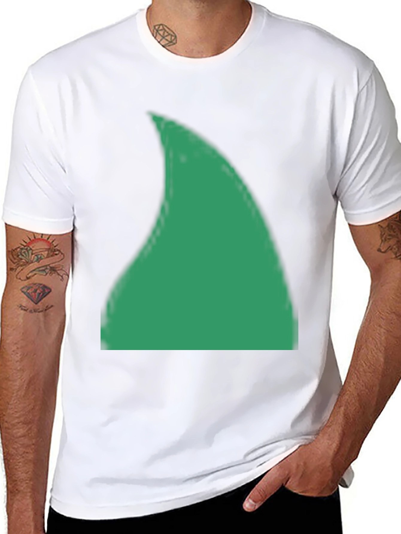 Green Shark Fin Graphic Black T-Shirt