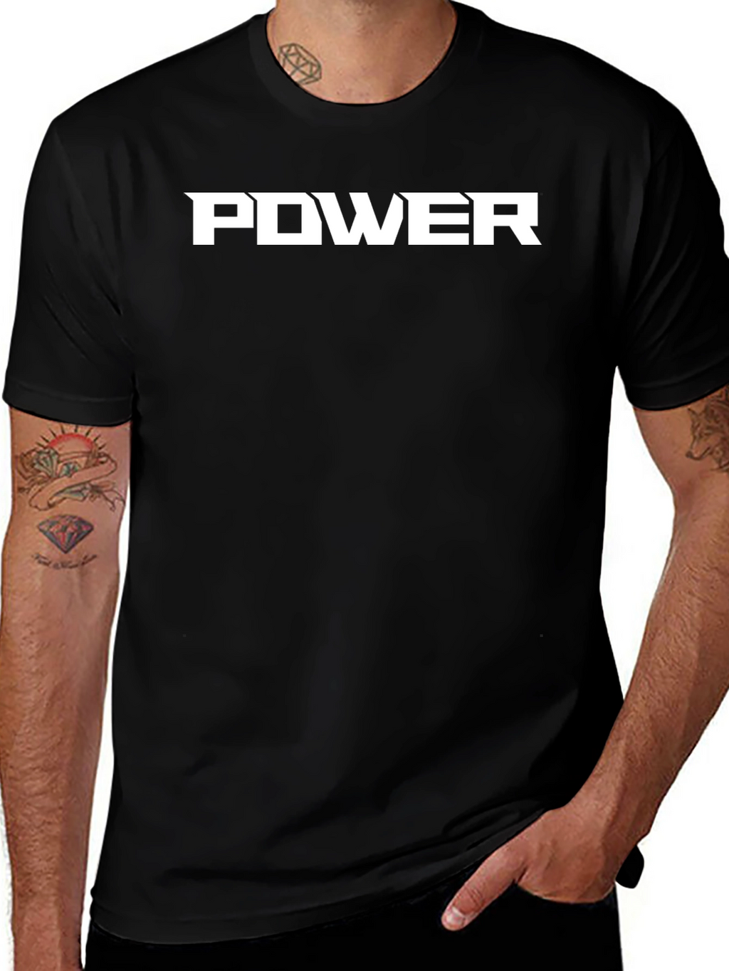 Power Graphic Tee - Bold Black Cotton T-Shirt