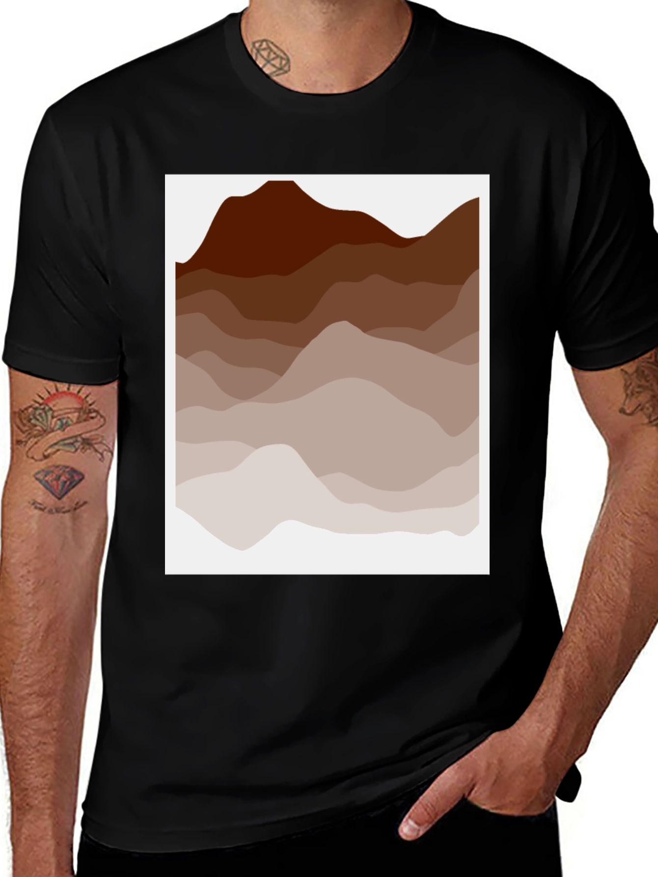 Earth Tone Mountain Graphic Tee - Casual Style