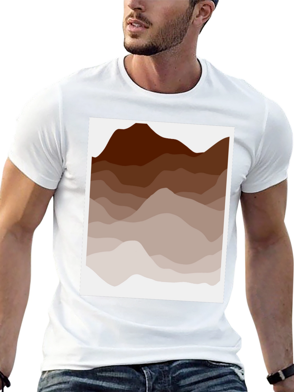 Earth Tone Mountain Graphic Tee - Casual Style