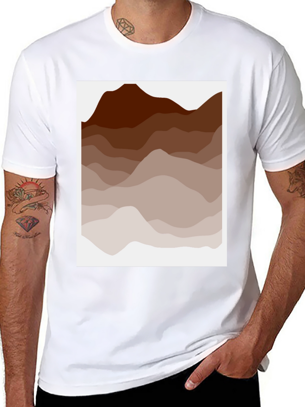 Earth Tone Mountain Graphic Tee - Casual Style