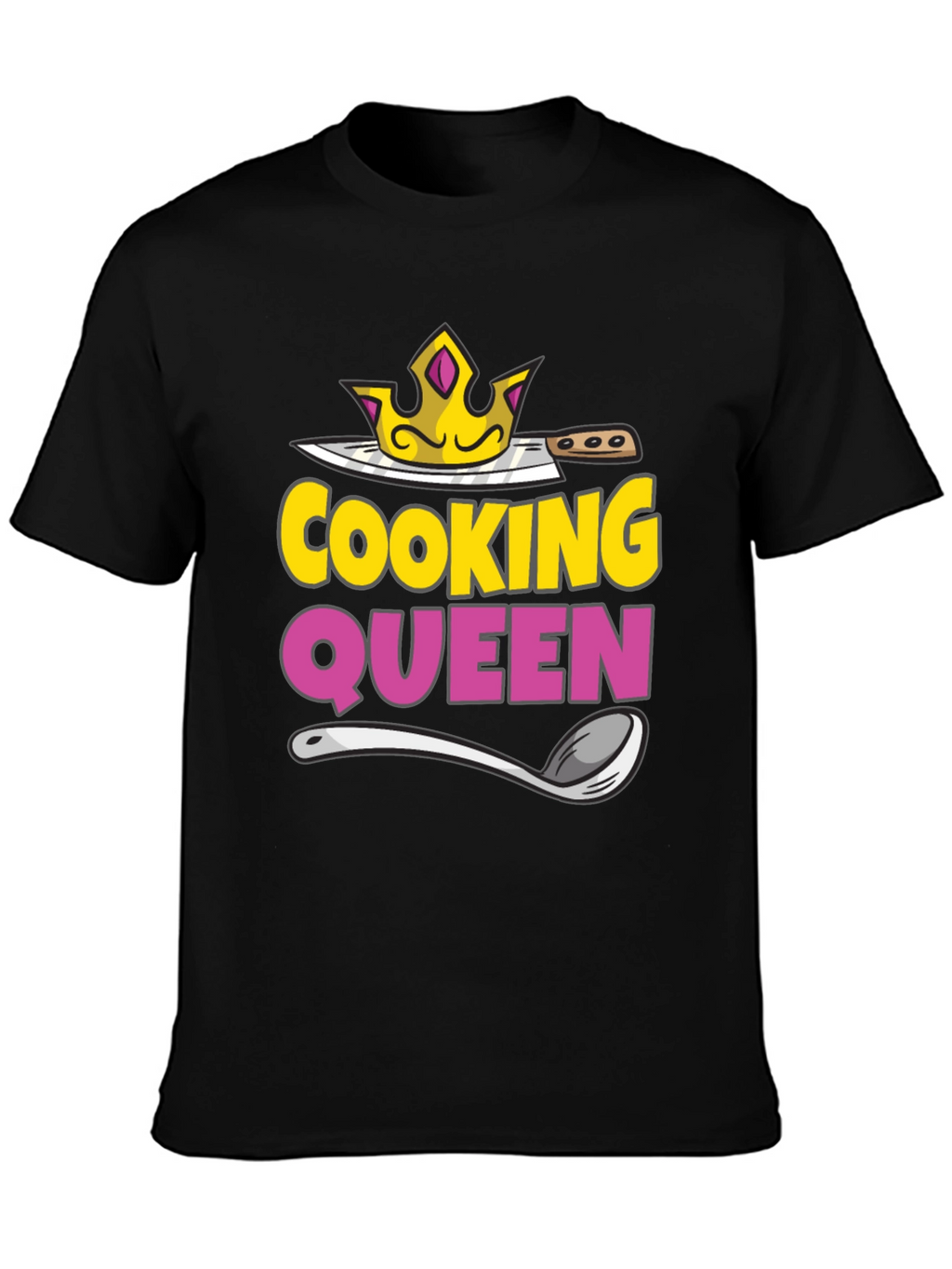 Cooking Queen T-Shirt - Chef Crown Spoon Knife Design