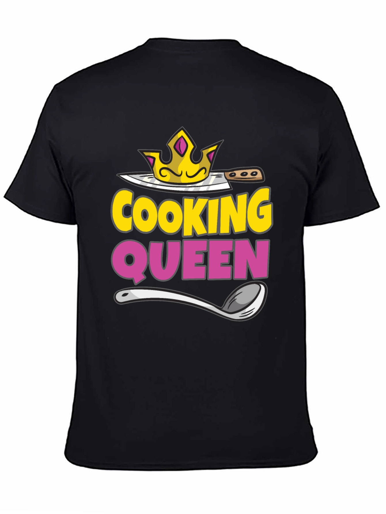 Cooking Queen T-Shirt - Chef Crown Spoon Knife Design
